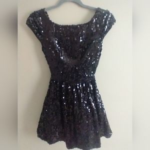 B DARLIN Women Dress Sleeveless Halter Mini Sequin Black Formal Junior‎ Size 1/2